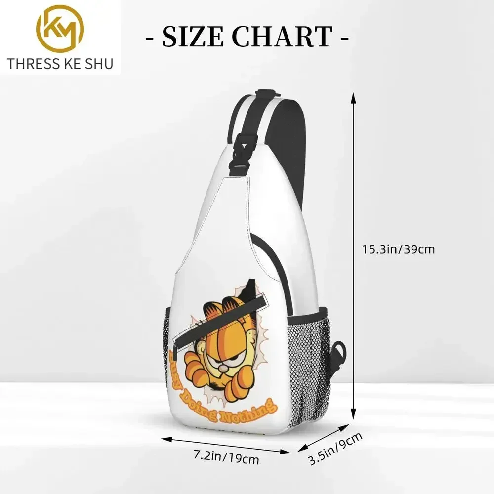 Busy Doing Nothing Garfields Sling Crossbody Backpack Men Custom Funny Cat Chest Shoulder Bag for Travel Hiking Daypack