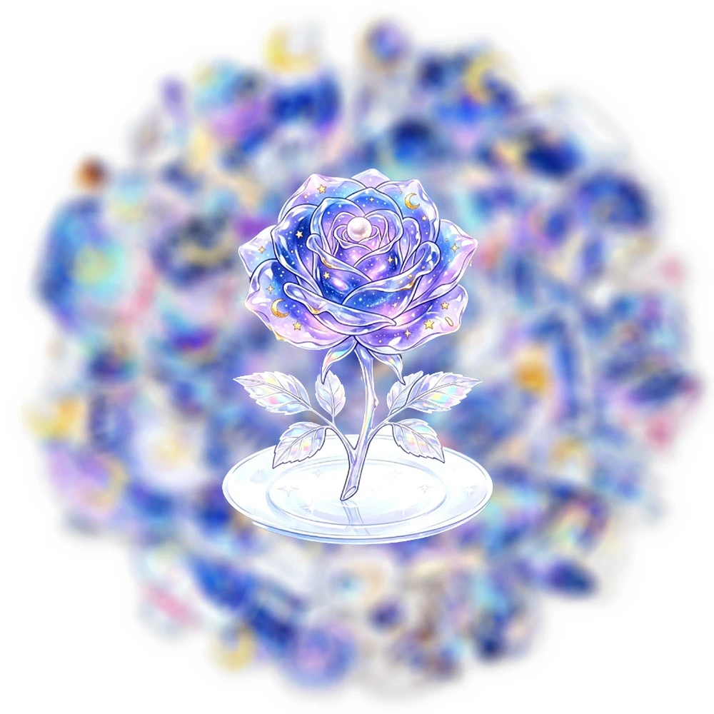 10/30/50pcs Dreamy Starry Sky Crystal Moon Stickers Cartoon Aesthetic Decals DIY Scrapbook Laptop Phone Transparent PET Sticker
