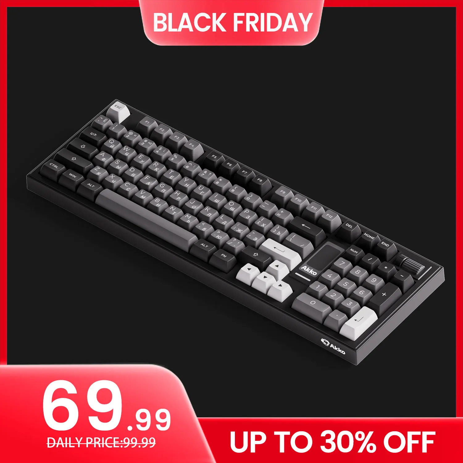 

Akko 5098B Wireless Mechanical Keyboard Russian Keycaps 96 Keys Hot Swap RGB with 1.47-inch LCD Screen Tri-mode Gaming Keyboard