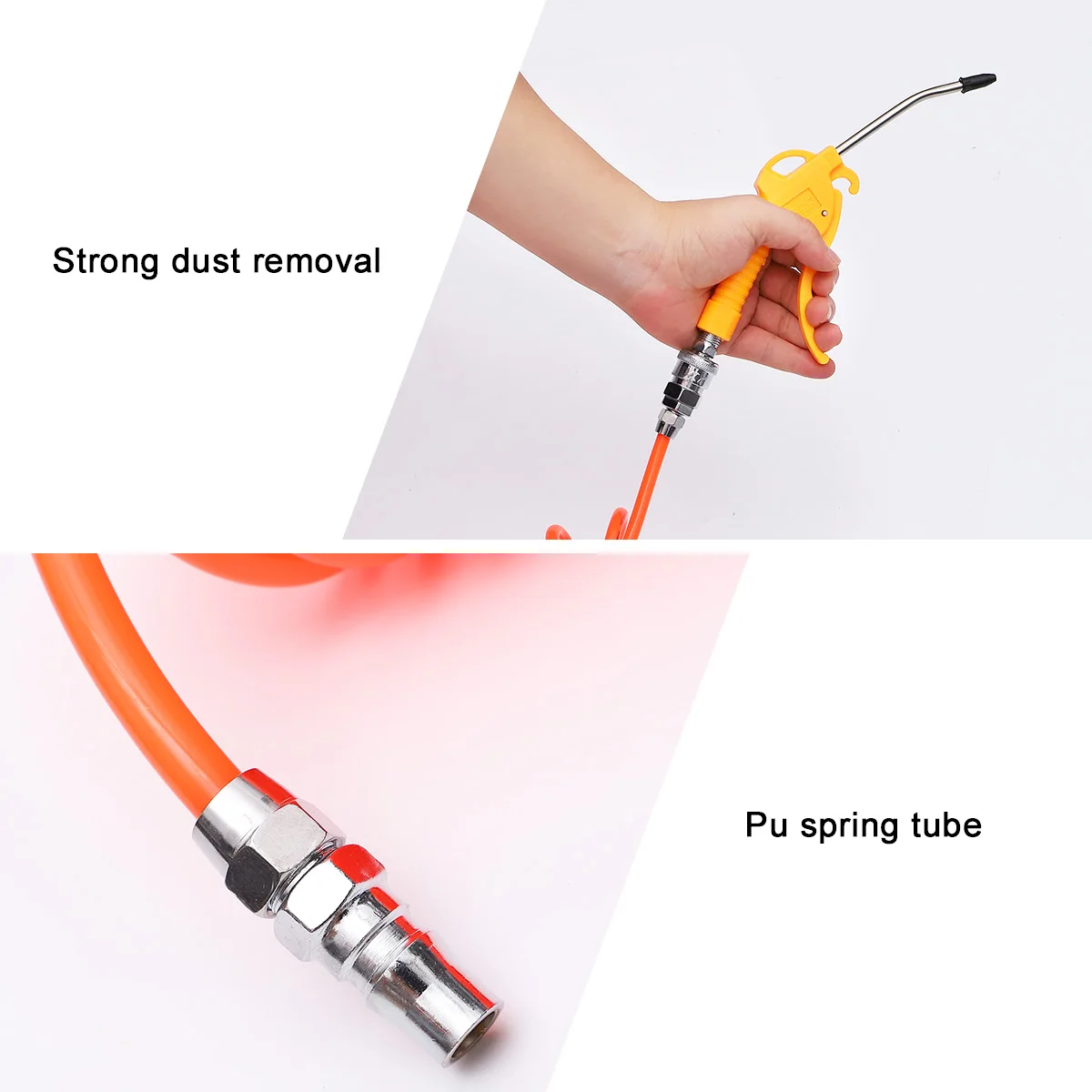 

Pneumatic Set PU Hose Air Compressor Kit Telescopic Spiral with Duster