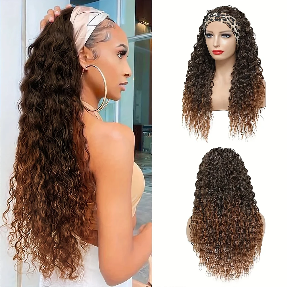 

Belle Show Headband Wig 20 Inch Deep Wave Synthetic Headband Wig Long Wavy Synthetic Fiber Wigs With Headband