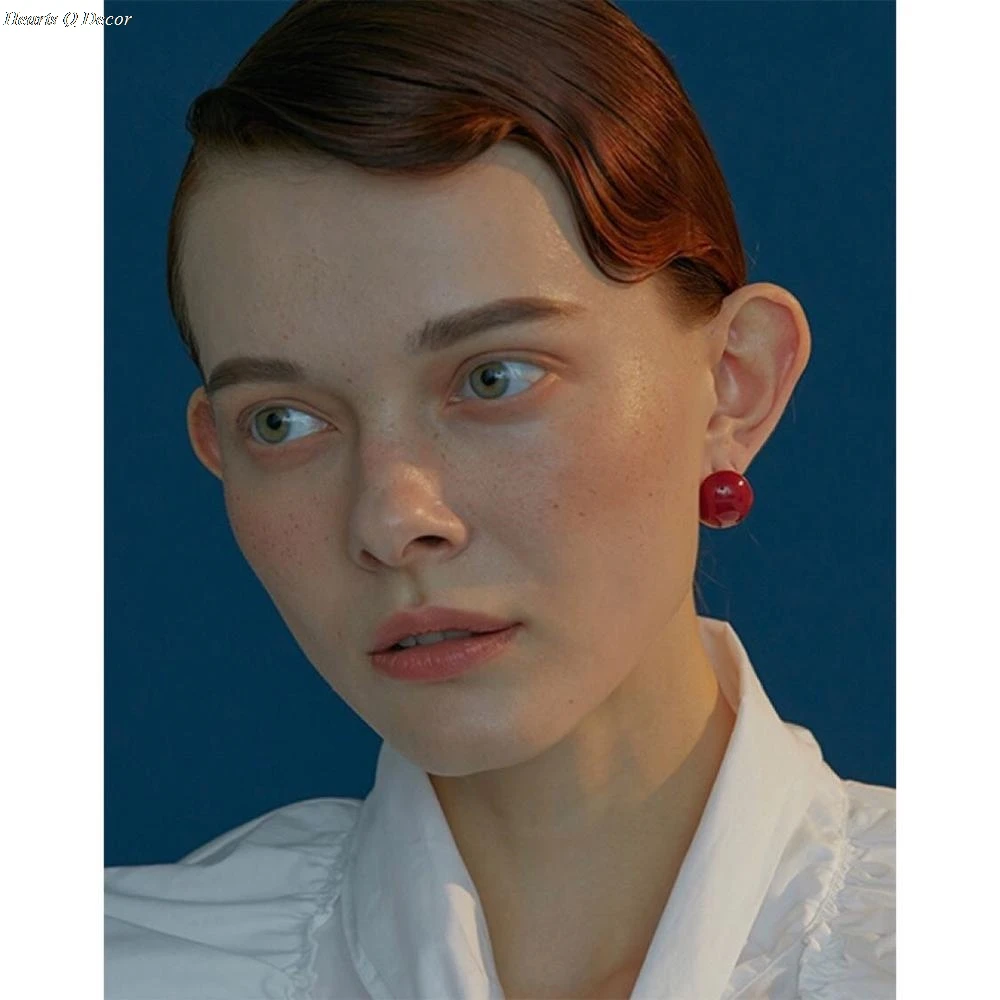 Brass Enamel Ball Wrap Stud Earrings Punk Party Gown Boho T Show Party Brincos Runway rare Boucle d\'oreille Korean Japan Style