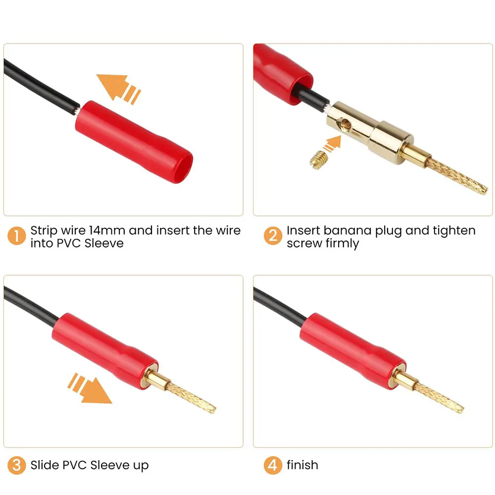 مطلية بالذهب الموز المقابس لمضخم للصوت ، لتقوم بها بنفسك مغلقة المسمار المتكلم الأسلاك ، موصلات التوصيل ، محول لمضخم للصوت ، 4 مللي متر ، 6 قطعة