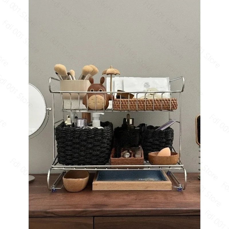 Vintage Woven Desktop Storage Basket Multifunctional Household Organizer for Sundry Items Storage