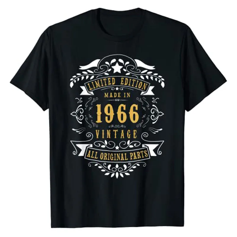 56 Years Old 56th Birthday Made Born In 1966 Men Women Idea T-Shirt Family Match Outfits Graphic Tee Tops Vintage Style Apparel