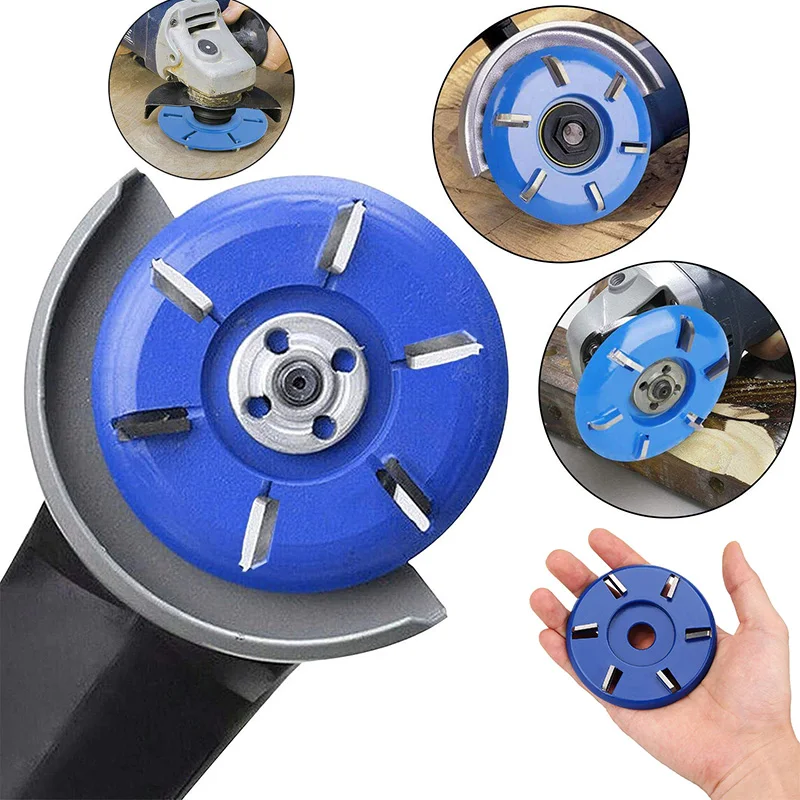 Taglierina a disco per intaglio del legno a sei denti, fresa per incisione, dente ad arco e dente piatto per accessori per smerigliatrice angolare