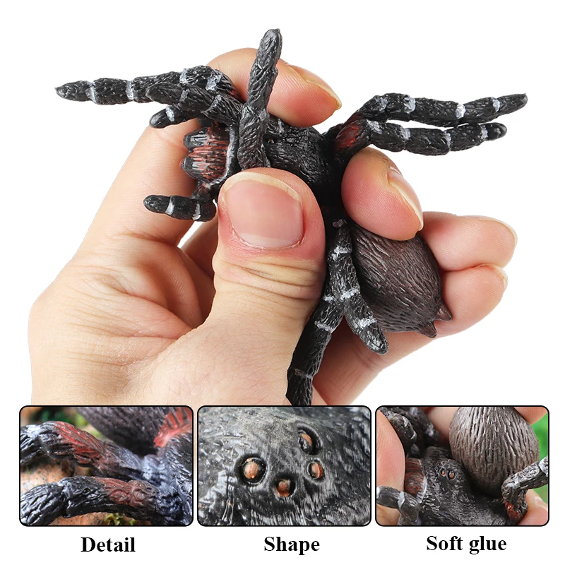 Oenux Wild Insect Animal Model Caterpillar Lizard Spider Gekko Chameleon Action Figures Soft TPR Halloween Trick Toy Kid Gift