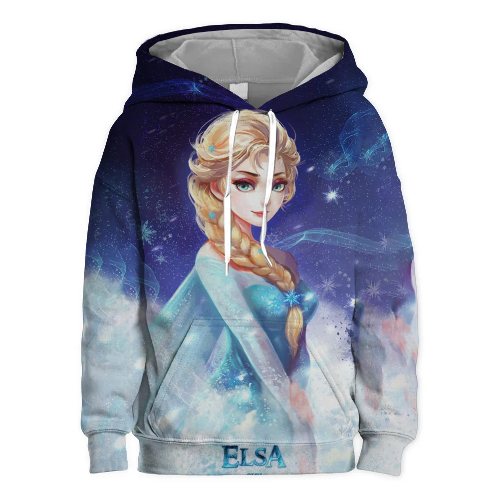 MINISO Disney เด็ก Hoodies แฟชั่น Elsa Princess การ์ตูนเสื้อแขนยาวพิมพ์เสื้อเด็กทารกเสื้อผ้า Top