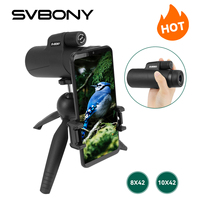 SVBONY SX32 Monocular Telescope with Tripod,8X42/10X42 Monocular with Phone Adapter,Waterproof Fogproof for Bird Watching, Targe