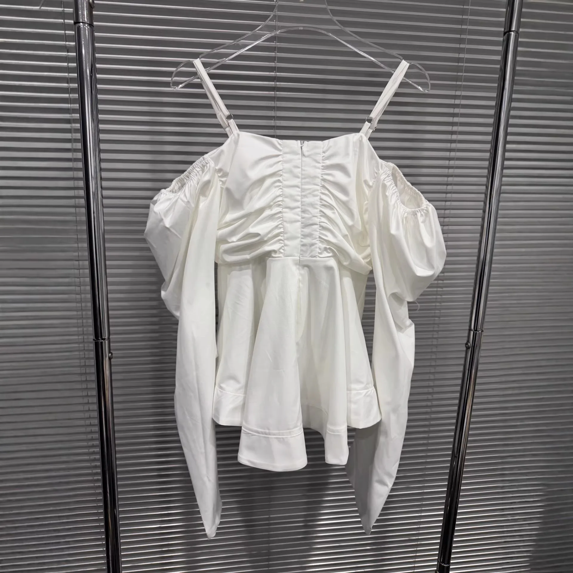 2026 Spring New Pure Desire Y2K Spice One Shoulder Bow Contrast Casual Sexy Cropped Cami Long Sleeve Top