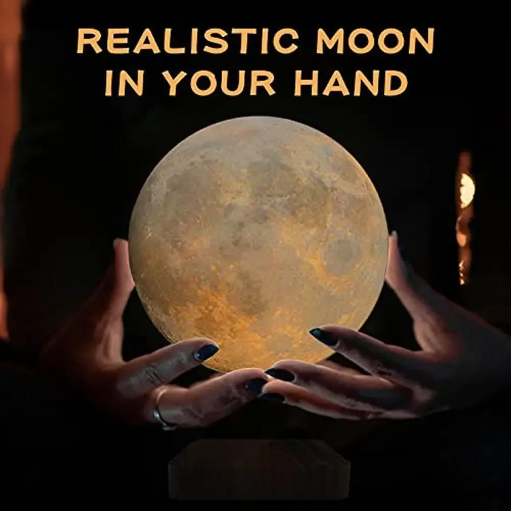 Magnetic Floating Levitating Moon Lamp 3 Color Luna Night Light Home Office Desk Decor Wireless Power Rotation Unique Solar