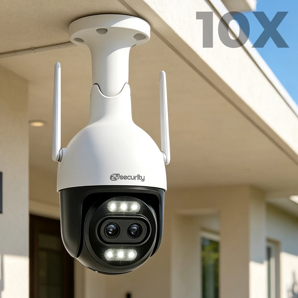 Outdoor WiFi PTZ Security Camera Dual Lens Optical Zoom AI Humanoid / Vehicle Auto Zoom Tracking Spotlight Wireless Surveillance