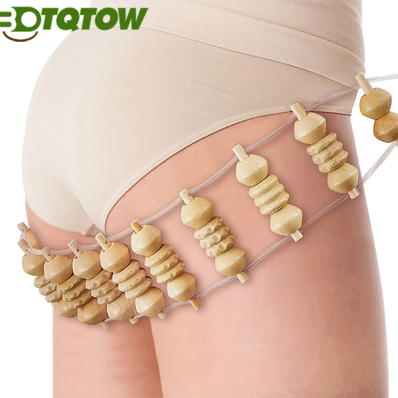 1PC Wood Rope Back Massager - Lymphatic Drainage Massager Tool for Back, Neck, Legs, Waist, Body Pain Relief and Massage Therapy