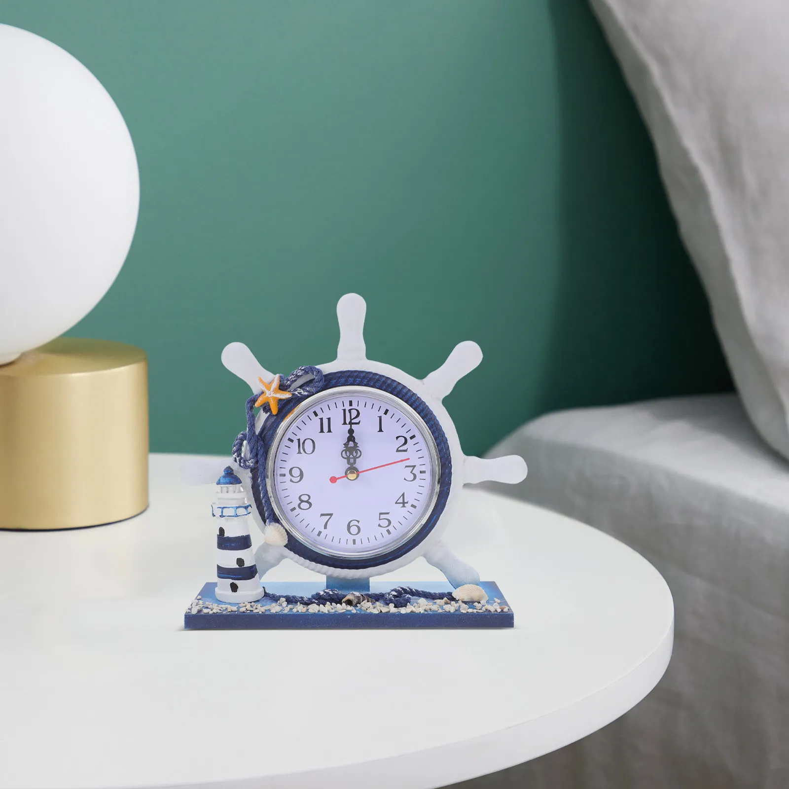 1Pcs Lighthouse Nautical Style Clock Creative Artistic Silent Desk Clock Home Bar Shop Decor Living Room Ornament Unique Gift
