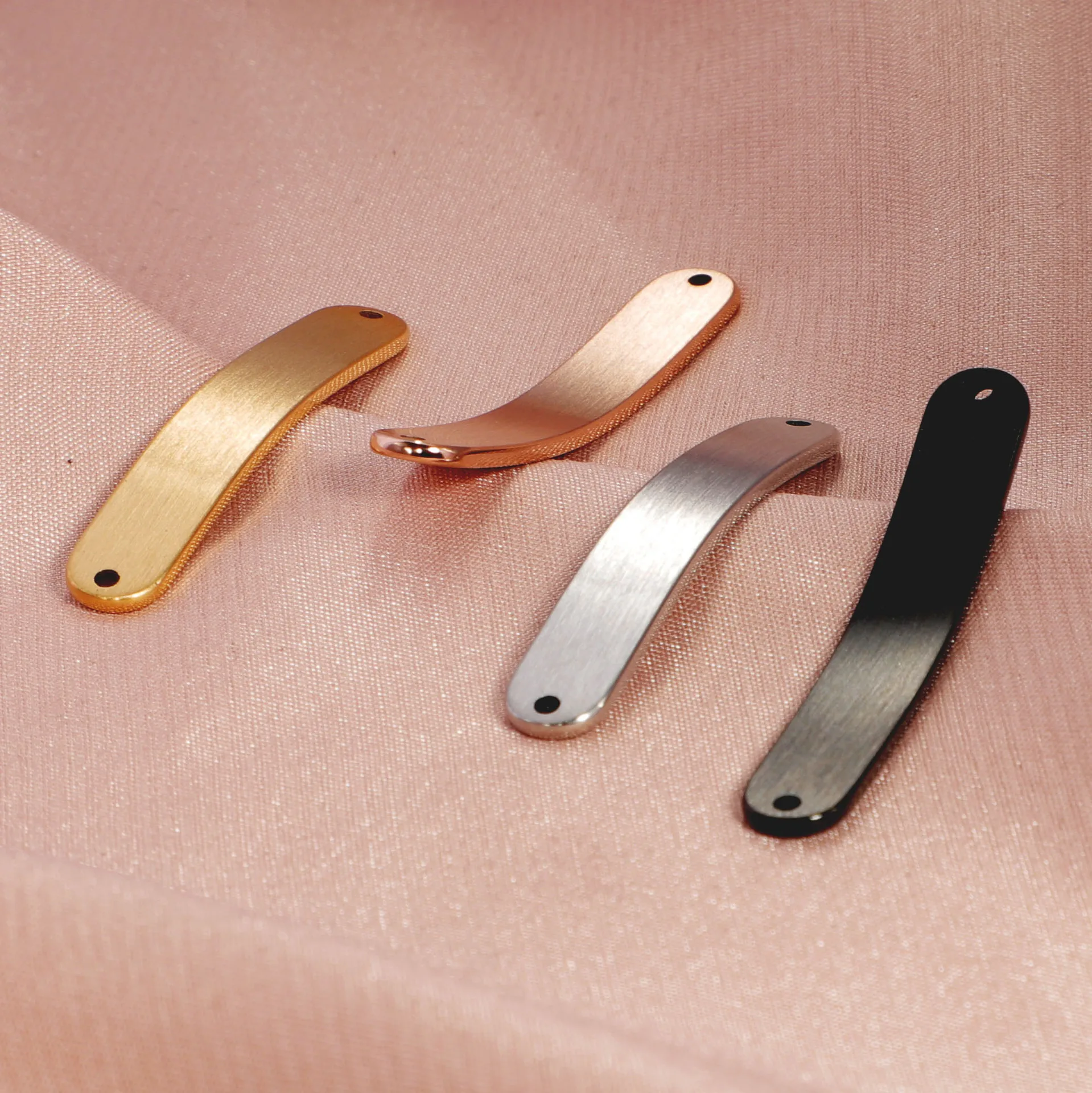 5PCS Stainless Steel Bend Plate Blank To Record 2 Hole Metal Rectangle Tag Charm Connector For Bracelet Matte Surface Wholesale