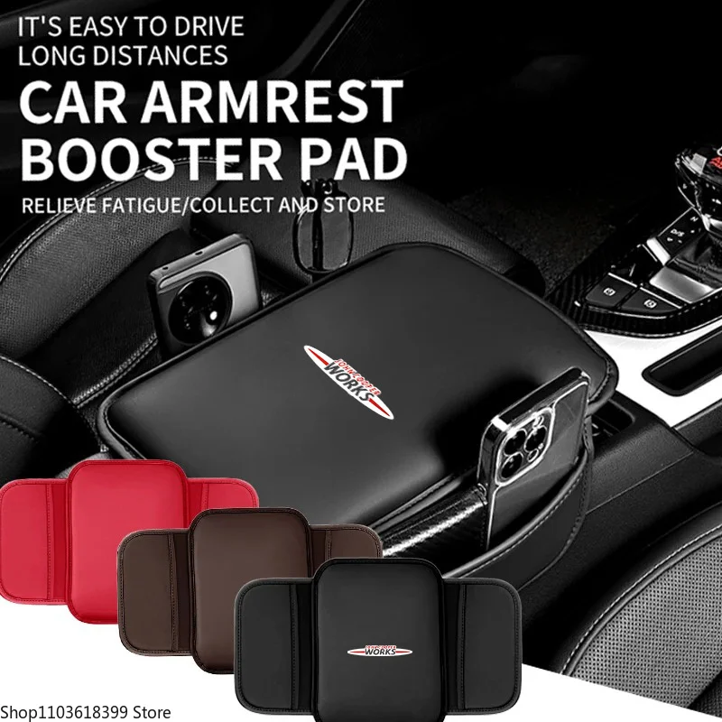 Leather Car Armrest Box Pad Center Console Arm Rest Protector Storage Pocket for MINI One Cooper WORKS JCW Countryman Clubman