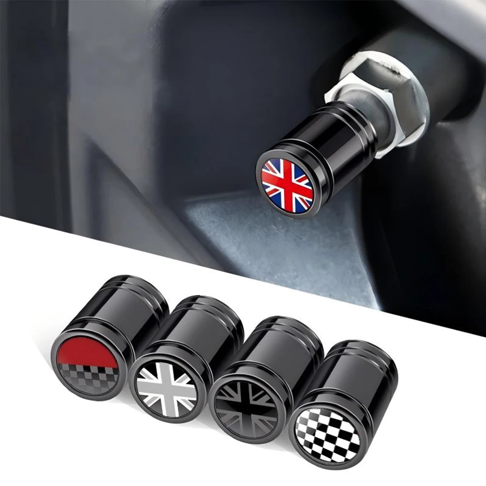 Car Tire Valve Caps Aluminum Alloy Wheel Tyre Air Valve Stem Cover for Mini Cooper S D JCW Union Jack Style Auto Accessories