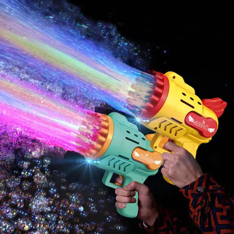 Pistolet à bulles à 23 trous, Machine à bulles à fusée électrique pour enfants, anniversaire, mariage, pistolet à bulles de savon d'été, jouets d'extérieur