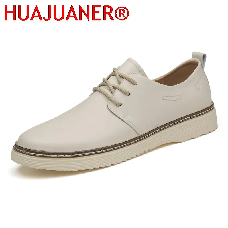 

Luxury Men Casual Shoes Fashion Simple Designer Men Shoes Genuine Leather Leisure Walk Oxfords Male Lace-up Comfortable Flats