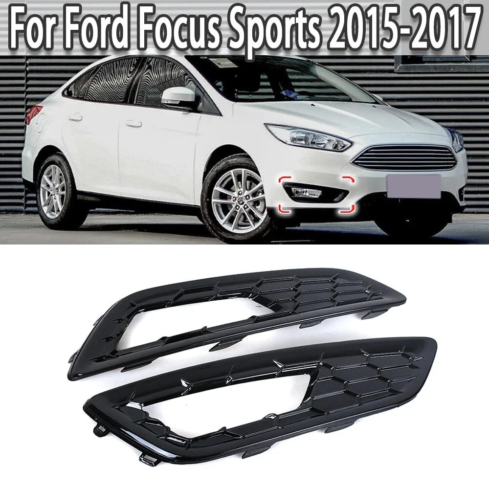 

1 пара автомобильных противотуманных фар, нижняя сетка, рамка противотуманной фары, накладка, решетка противотуманной фары для Ford Focus 2015 2016 2017 15A299-AA 15A298-AA