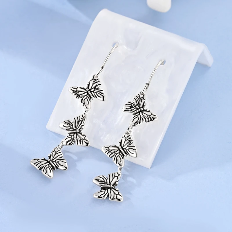 

New 925 Sterling Silver Butterfly Dancing Women Earrings Brilliant Wedding Engagement Star Earrings Jewelry Gift