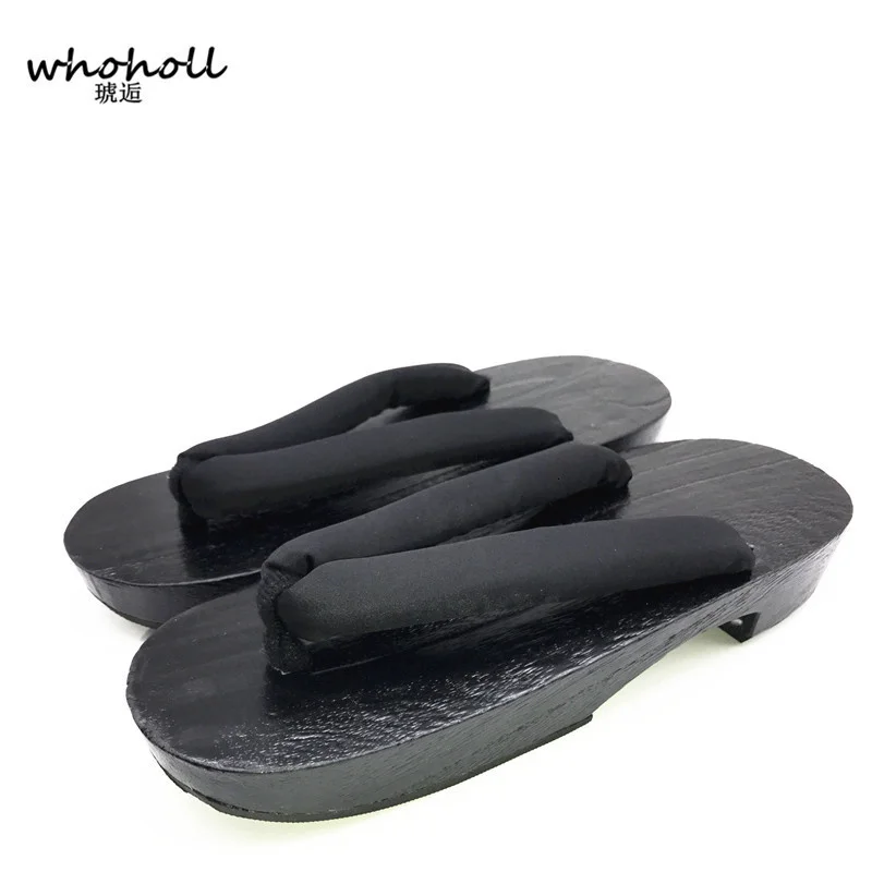 Whoholl anime cosplay de madeira geta verão feminino sandálias planas tradicionais japonês colgs sapatos gueixa geta flip-flops coser sapatos