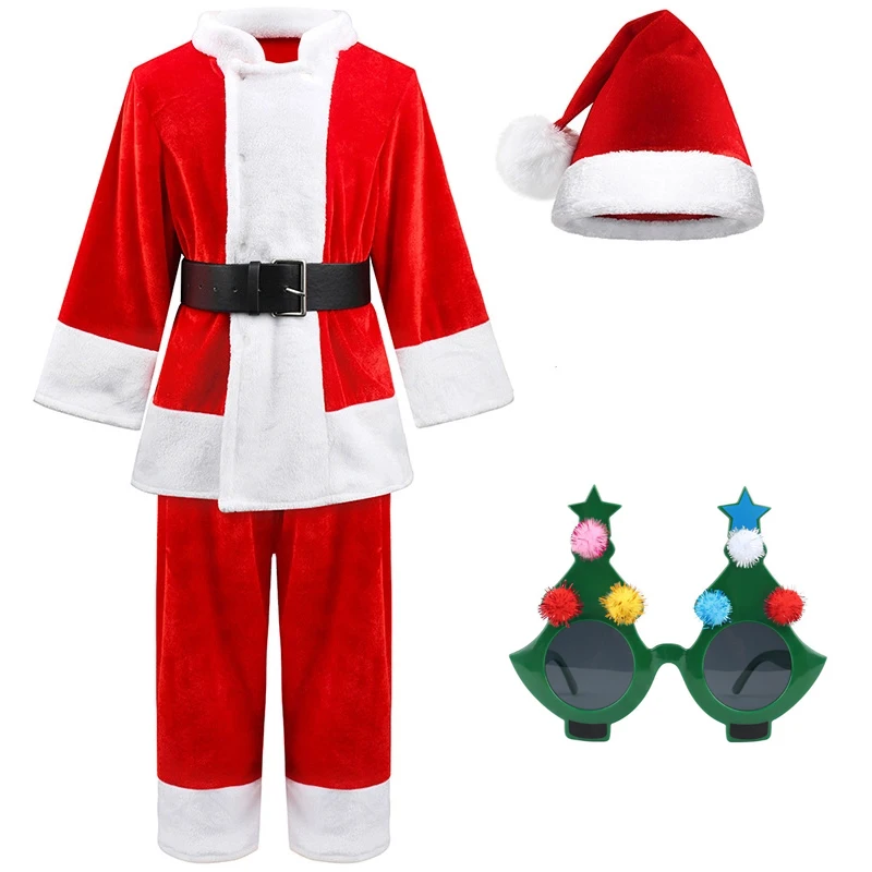 

Kids Year Festival Clothing St Nicholas Dress with Hat for Girls Boys Christmas Santa Claus Cosplay Suit 2025 Xmas Party Wear