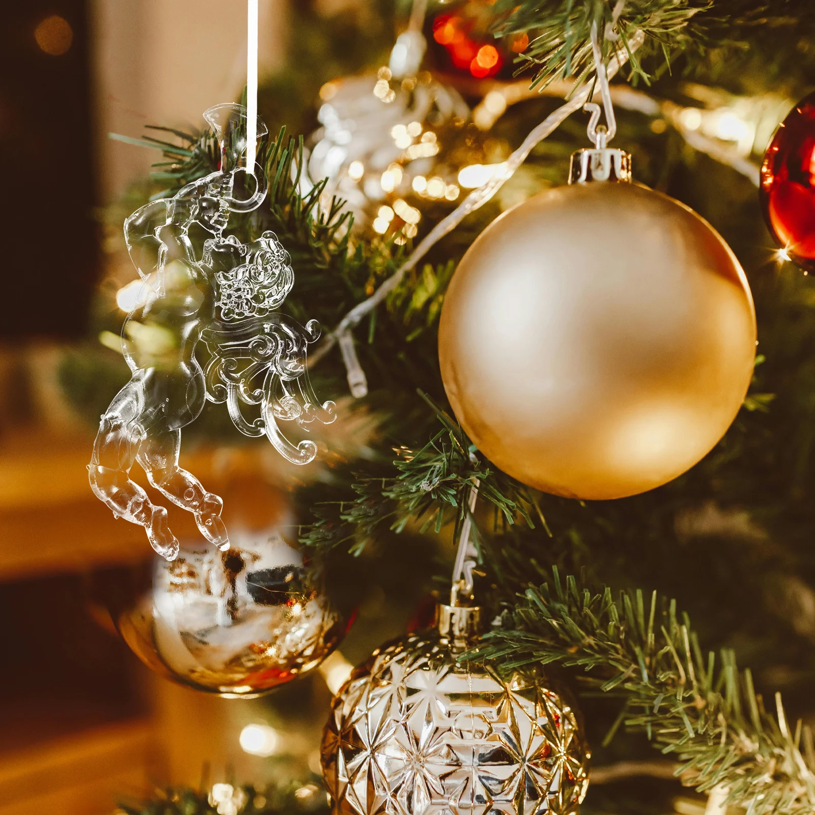 

4Pcs Clear Acrylic Christmas Angels Ornaments Transparent Cupid Hanging Decorations Christmas Tree Pendants Holiday Decor