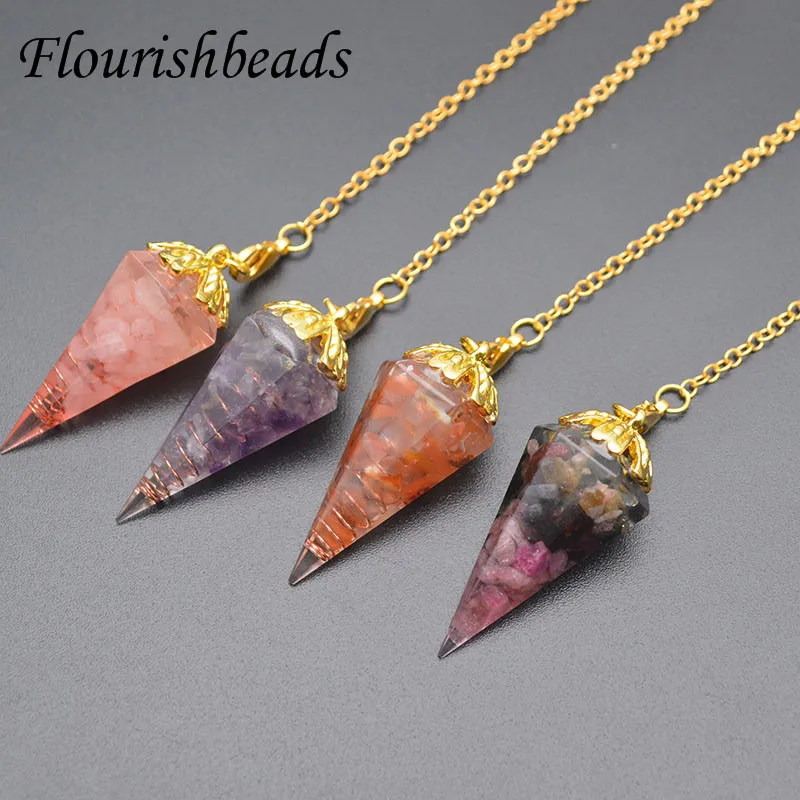 7 Chakra Healing Crystals Divination Dowsing Rose Quartz for Natural Stone Pendulums Antique Luck Pendant Pendulo 2pcs/lot