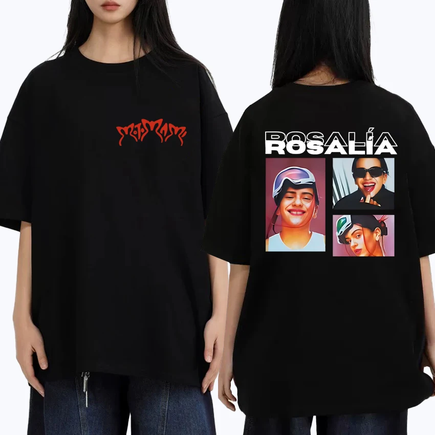 

2025 Rosalia Motomami Album 2025 Double Sided printed short sleeve T-shirts Unisex Fashion Tops Men Women 100% Cotton T shirt