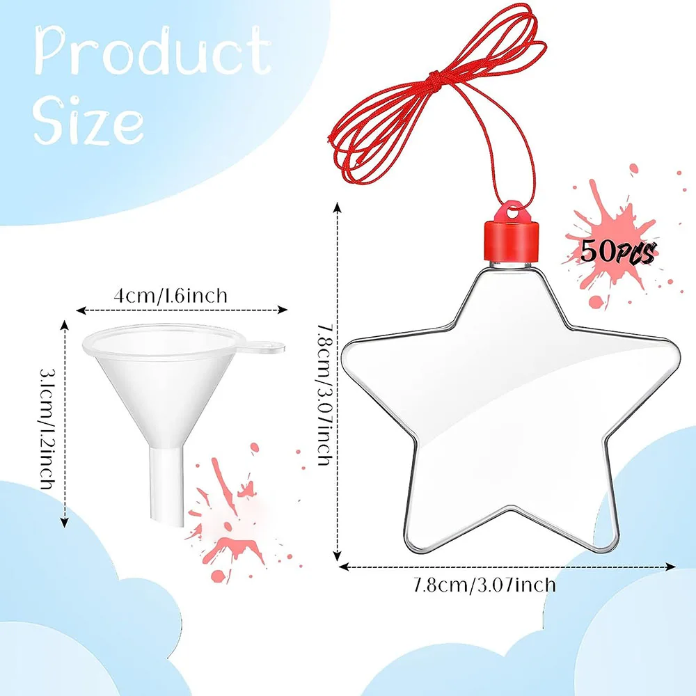 50 Pcs Star Shaped Sand Art Bottle Necklaces DIY Sand Art Craft Kit Sand Art Kits for Craft Party Favors and Party Supplies