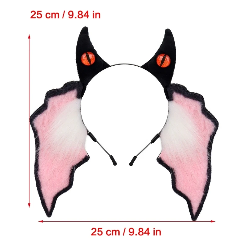 Handmade Plush Bat Ear Headbands Soft Fuzzy Hair Accessory For Kids Halloween Costume Party Dressing up