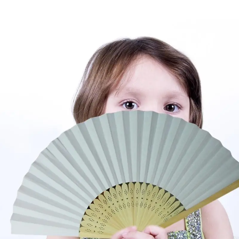 97QD 10Pcs/Pack Classical Chinese Paper Fan Plain White Folding Fan for Home Decors