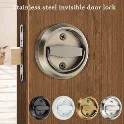 Stainless Steel Hidden Door Handle Lock Invisible Recessed Round Ring Furniture Knob Wardrobe Pulls Cabinet Drawer Home Hardware