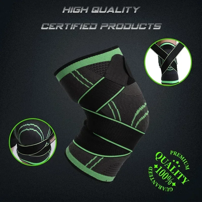 1PC Sports Knee Pad Men Pressurized Elastic Knee Pad Support Fitness Gear Basketball Volleyball Brace Tennis Cycling Protector