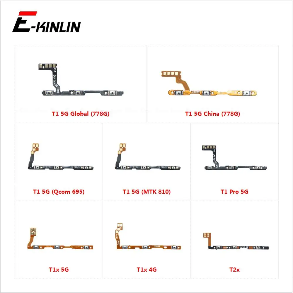 Switch Power ON OFF Key Mute Volume Button Ribbon Flex Cable For Vivo T1x T1 Pro 5G Global 4G T2x Replacement Parts