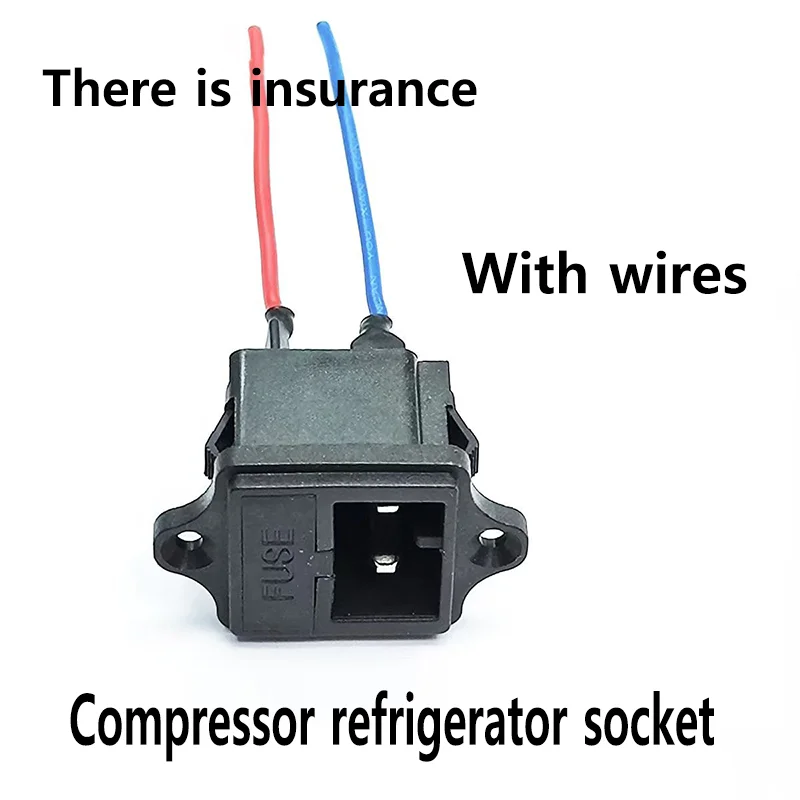 Car refrigerator compressor power socket with fuse, female seat with fixed screw hole, DC power cord socket