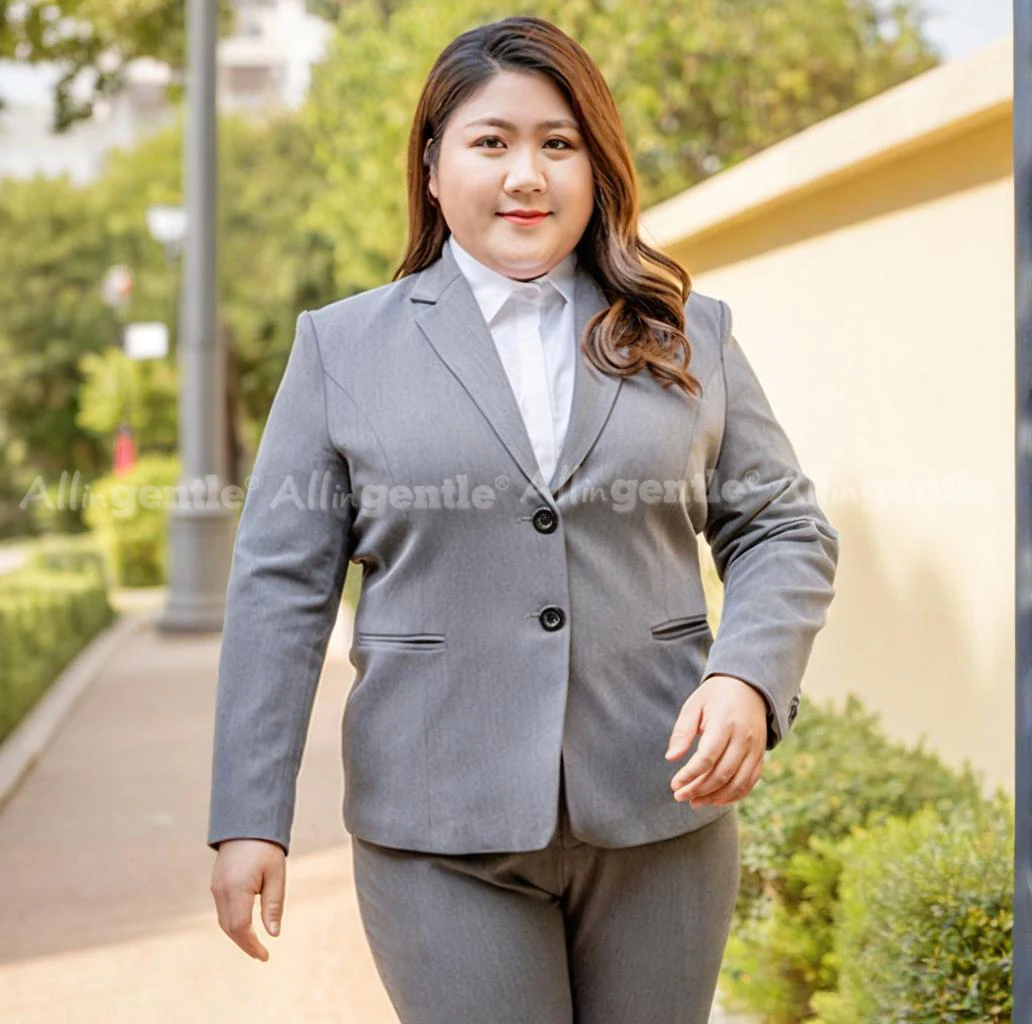 Elegant Plus Size Office Wear for Women Business Stylish Blazers Trousers 2 Piece Set Big and Tall for Women