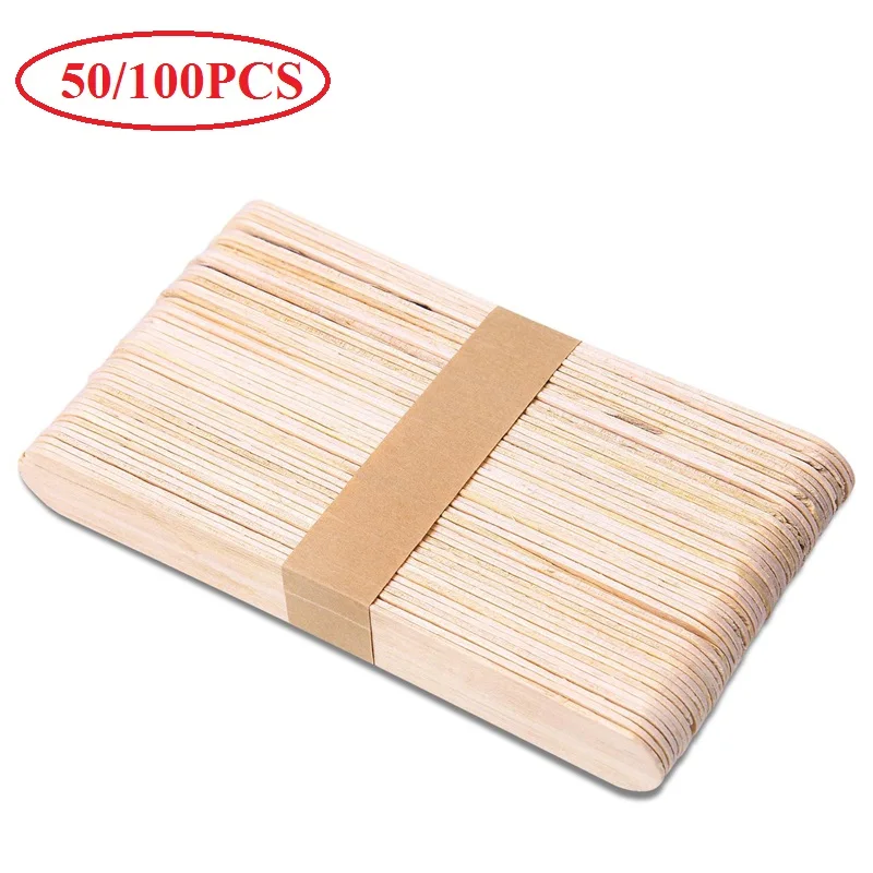 Hot 50/100PCS Disposable Wooden Tongue Depressors Wooden Hair Removal Tattoo Waxing Spatula Stick Tongue Beauty Toolsmakeup