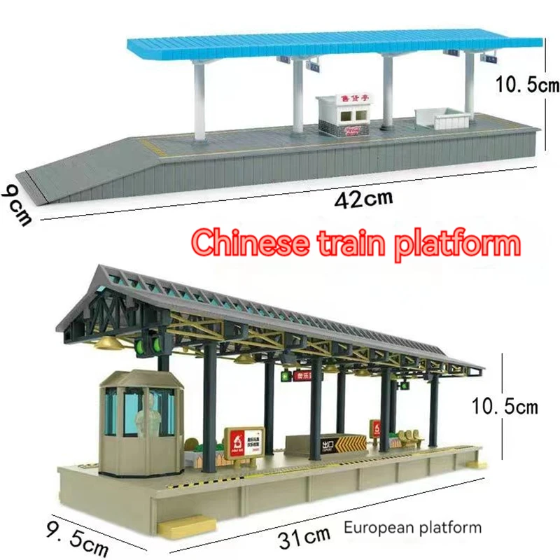 

1/87 HO Scale Building Model Railway Station Platform Model Train Scene Miniature Collection Sand Table Landscape