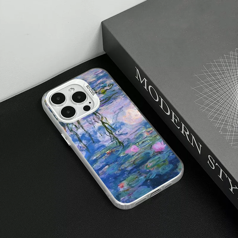 Claude Monet Water Lilies Phone Case IMD Color Silver Shell For IPhone 16 15 14 13 12 11 Pro Max Plus