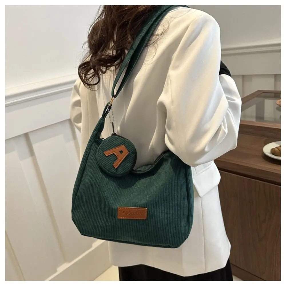 New Durable Corduroy Crossbody Bag Large Capacity Dumpling Handbag Casual Shoulder Bags Women Messenger Bag