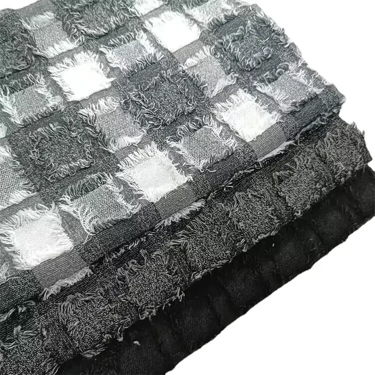 مصنع الجملة الغزل مصبوغ منقوشة قميص النسيج حك نمط الجاكار الدنيم النسيج للرجال النساء سترة الموضة