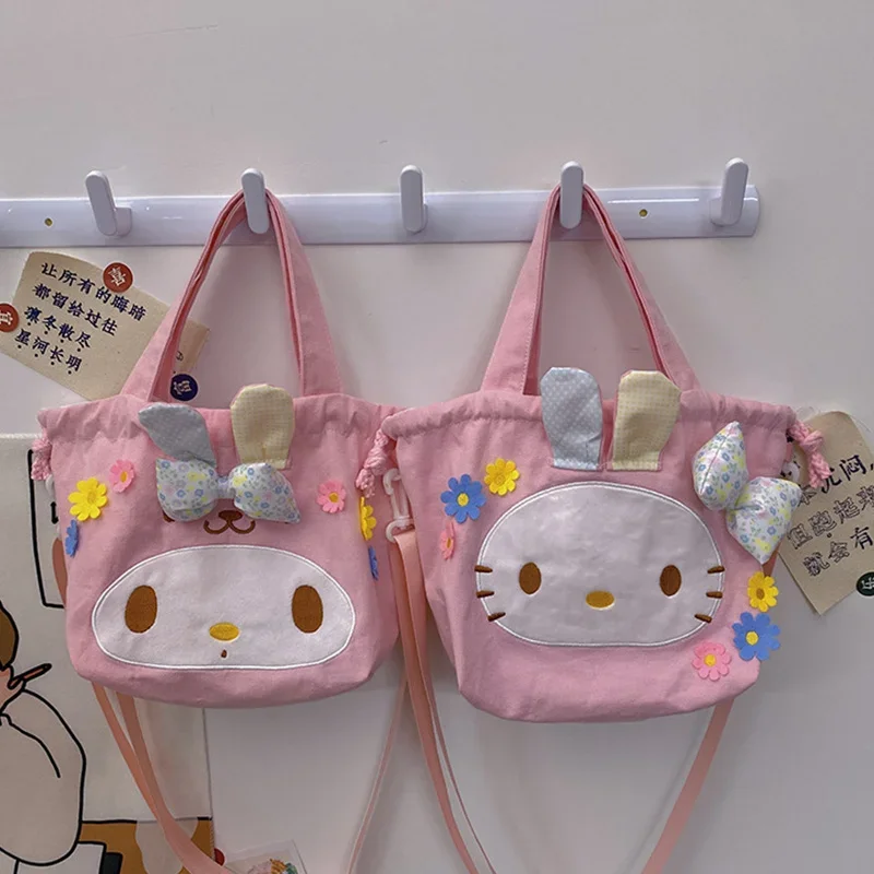 

Sanrio Hello Kitty Kawaii Bento Crossbody Bag My Melody Cinnamoroll Creative Cute Girl Hand-Held Diagonal Bag Storage Bag Gift ﻿