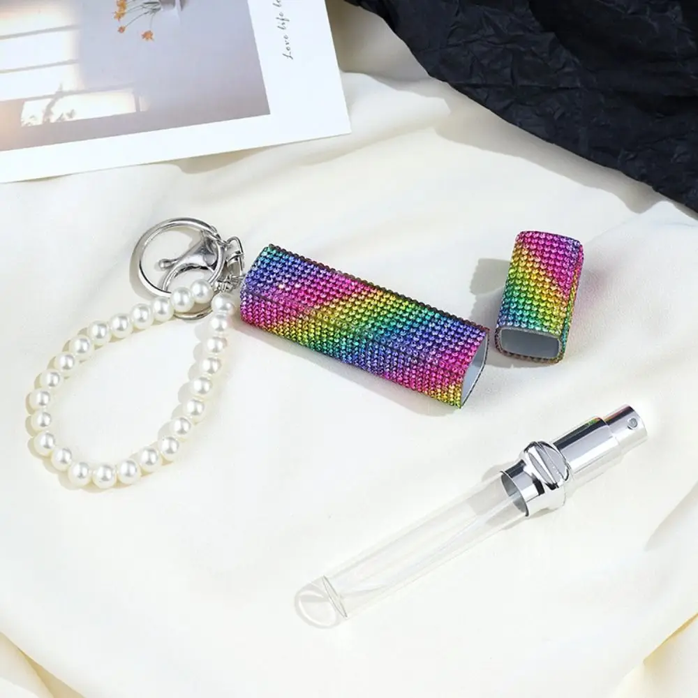 Square Rhinestone Perfume Bottle 10ml Portable Cosmetic Sample Vials Refillable Glitter Cosmetic Container Atomizers Travel