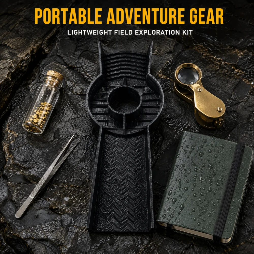 Durable 3D Printed Gold Sluice Splash Guard Hand Hold Gold Pan Portable Groove Structure Gold Tool Stream Collect
