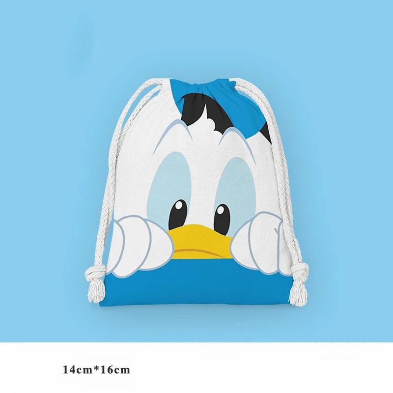 Disney-Bolso con cordón de pato Donald para hombre y mujer, bolsa de almacenamiento con cordón, monedero, regalo de cumpleaños