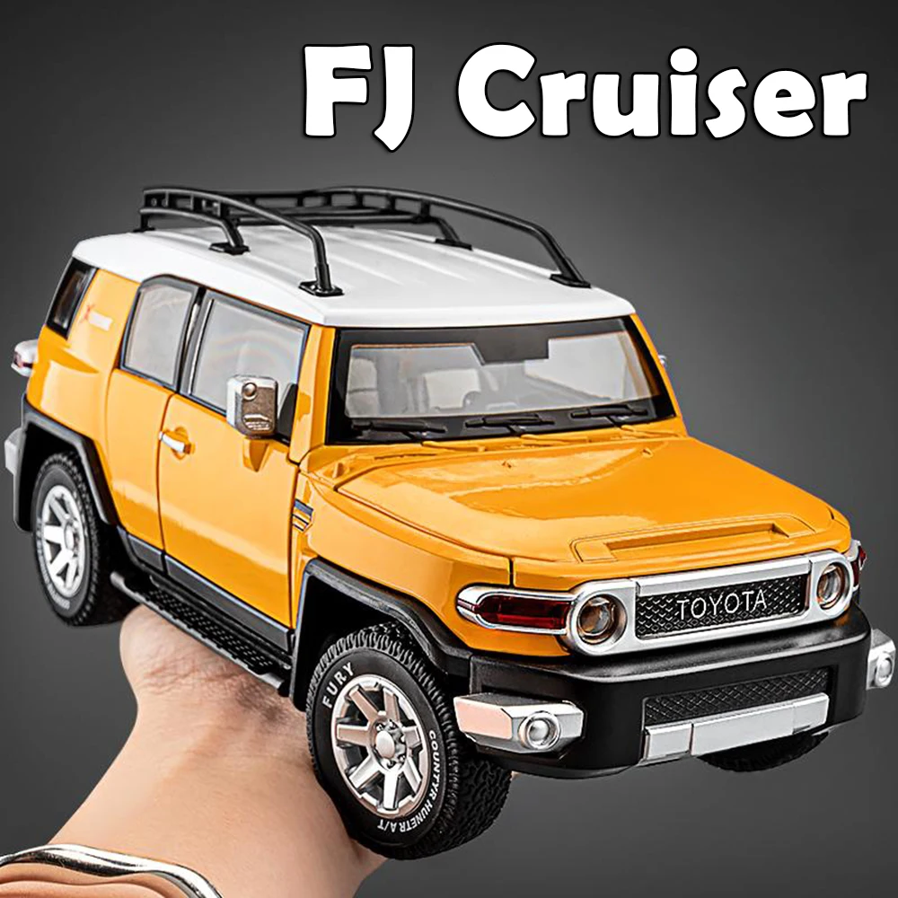 1:24 FJ 크루저 프라도 LC250 자동차 모델 합금 다이캐스트 장난감 문 열림 소리와 빛 풀백 미니어처 자동차 정교한 수집품