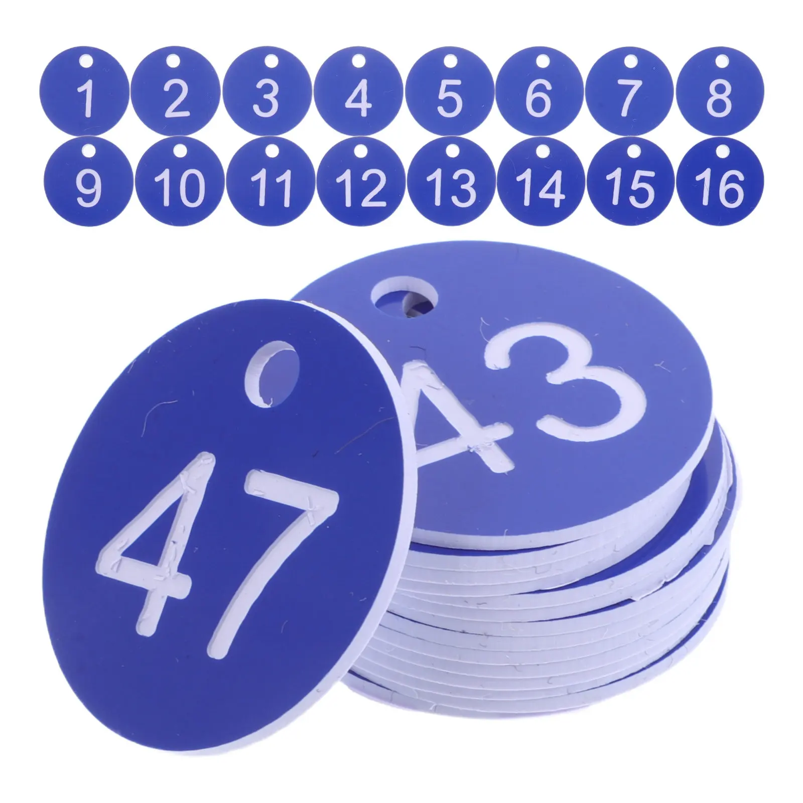 

50Pcs Key Tags Plastic Number Cards Clear Engraved Numbering Round Hole Identification Tags for Bag Storage Gym Pool Key