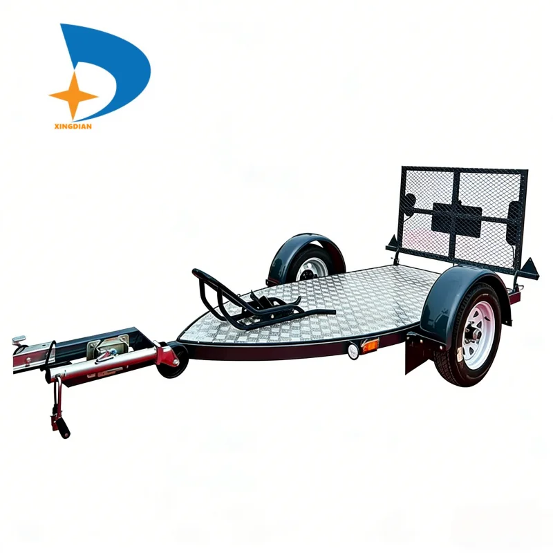 Heavy Duty Small Utility Trailer For Motorcycle / ATV Transport | Aluminum Checker Plate Deck | Single Axle Trailer